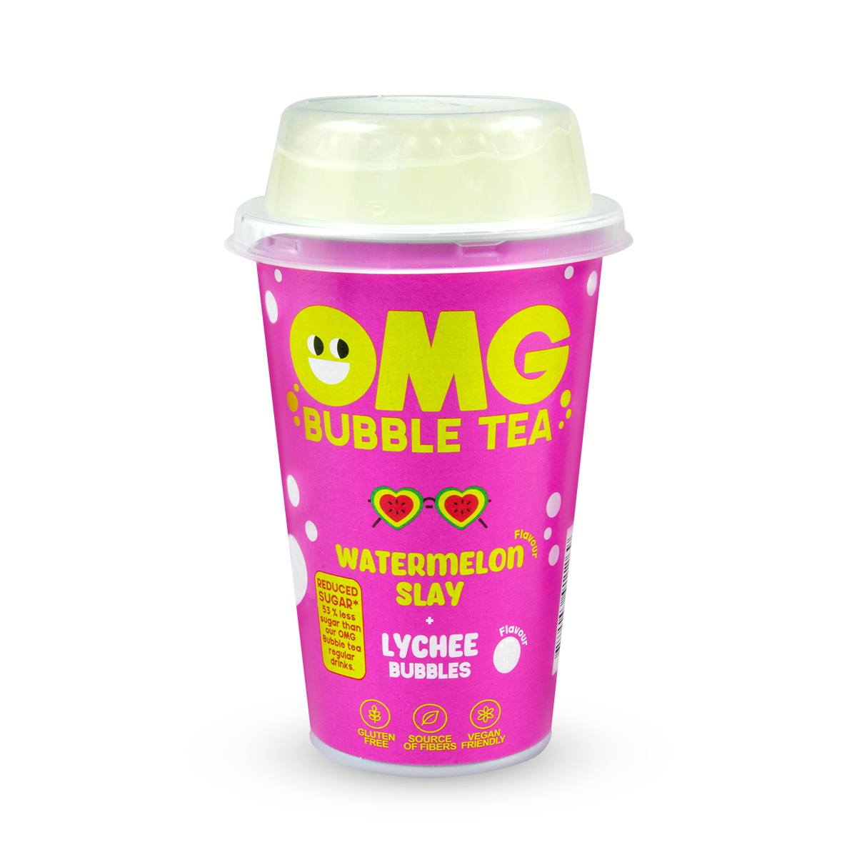 OMG Bubble Tea - aromă de pepene roșu & perle lychee 265ml