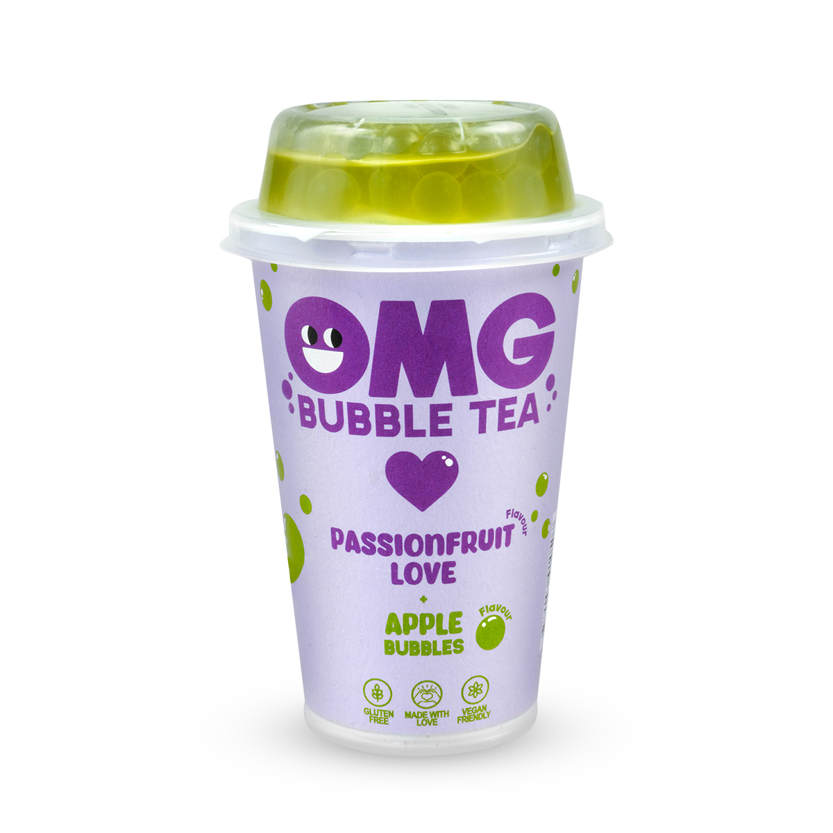 OMG Bubble Tea - aromă de fructul pasiunii & perle mere verzi 265ml