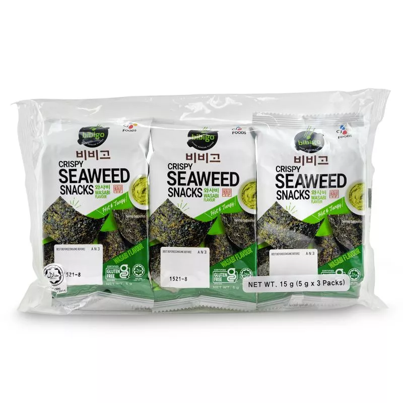 Alge prăjite cu aromă de wasabi BIBIGO (3x5g) 15g
