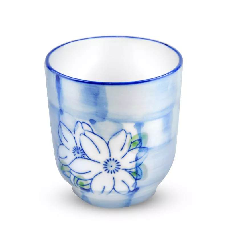 Ceașcă ceramică (model flori alb/albastru) 7cm GT