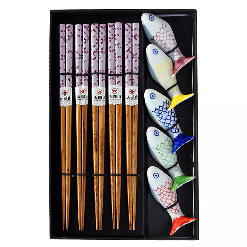 Set bețișoare cu suport Fish Assorti (5 perechi)