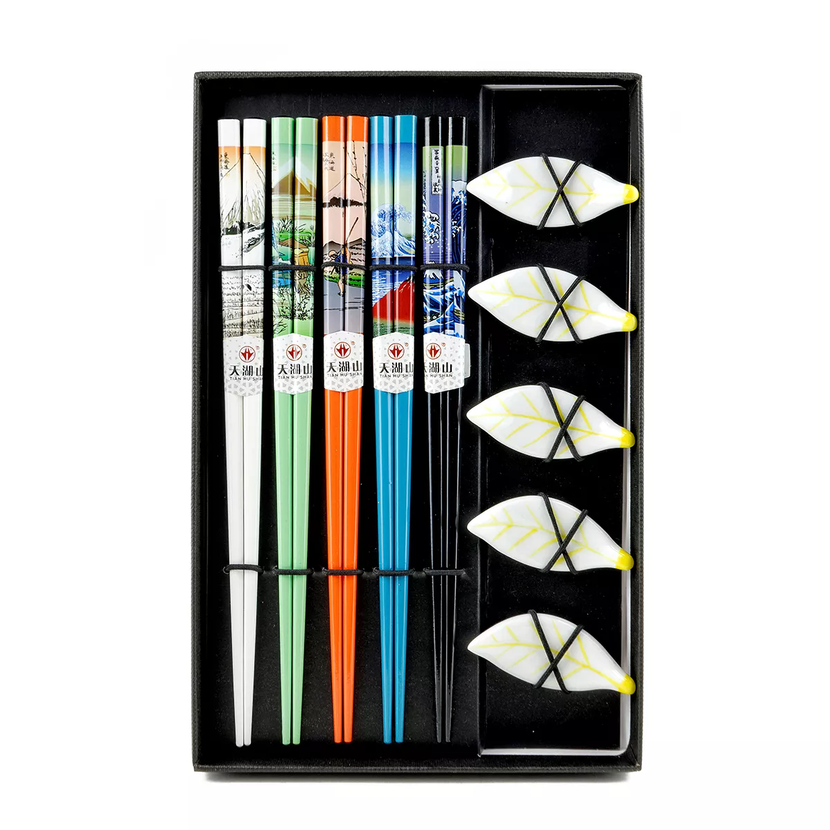 Set bețișoare lemn cu suport Nature Assorti (5 perechi)
