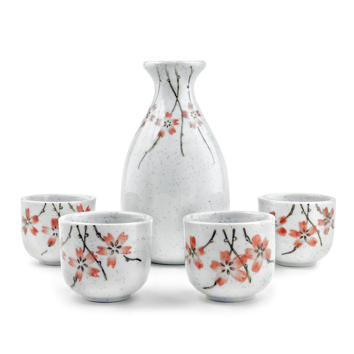 Set Sake (carafă + 4 cești) - Model floral GT