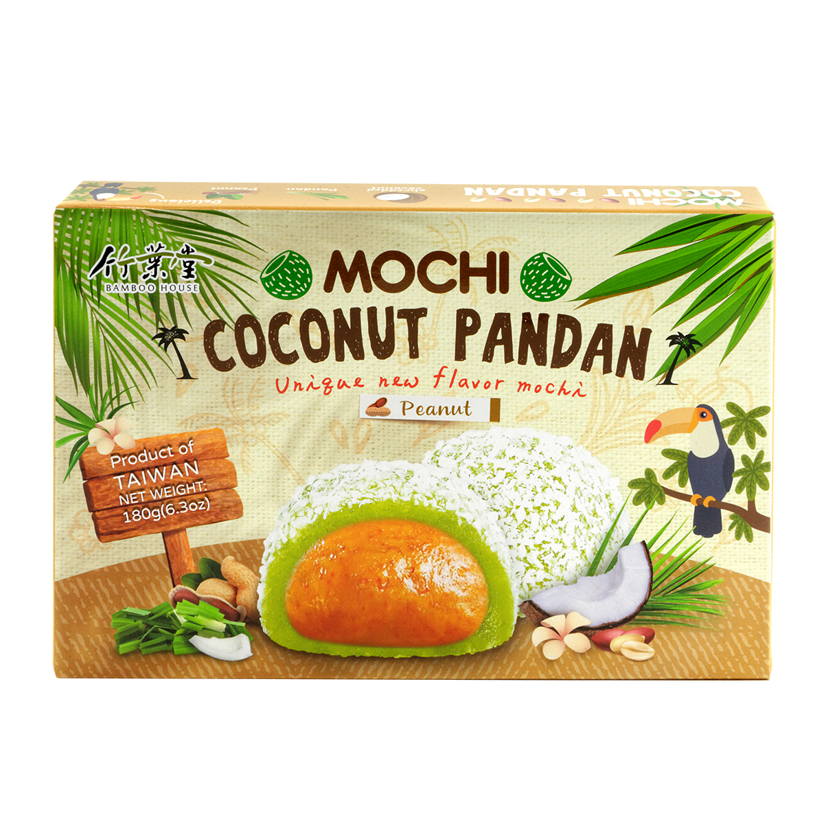 Mochi Coconut Pandan (Peanut) BAMBOO HOUSE 180g