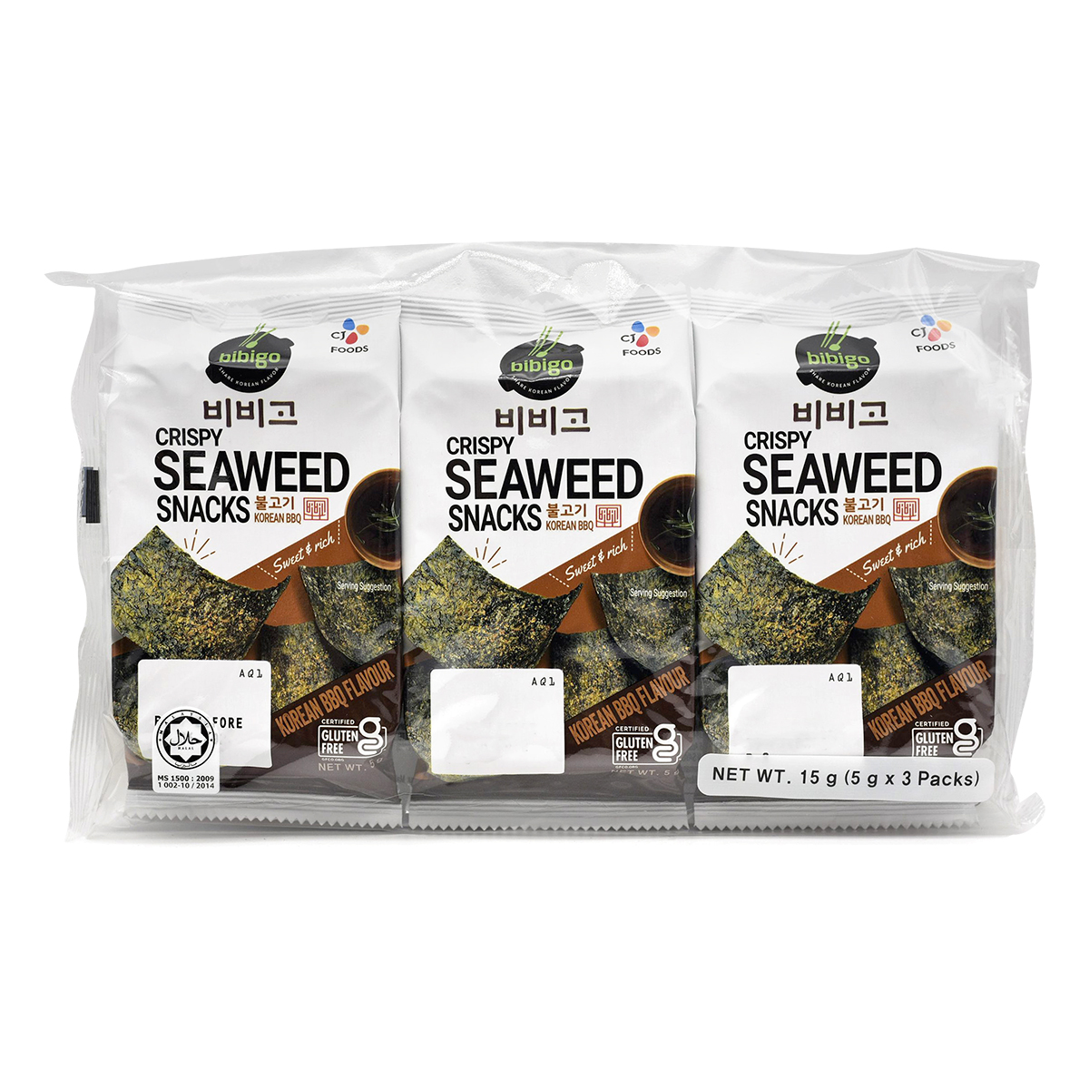 Alge prăjite cu aromă de BBQ BIBIGO (3x5g) 15g