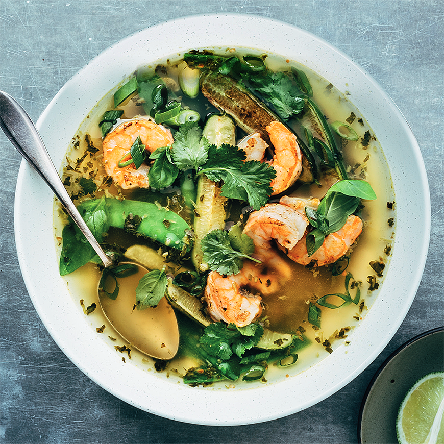 Green Coconut Stock with Prawns